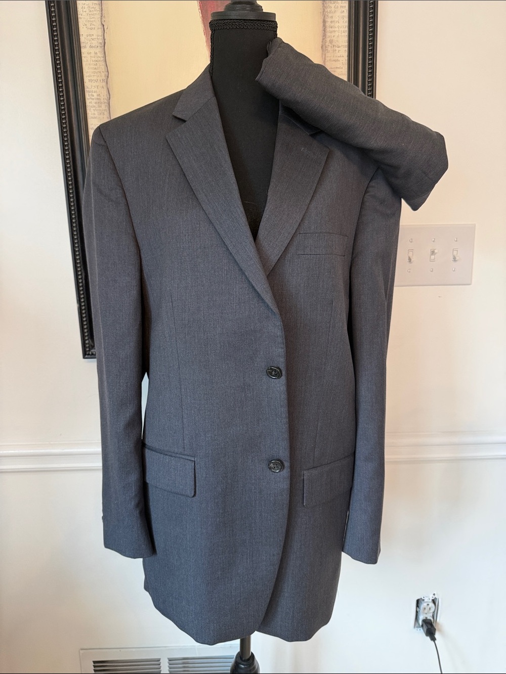 NWOT Michael Kors Gray 100% Wool Two-Button Blazer Suit Set 42R